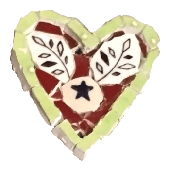 Green and red mosaic heart